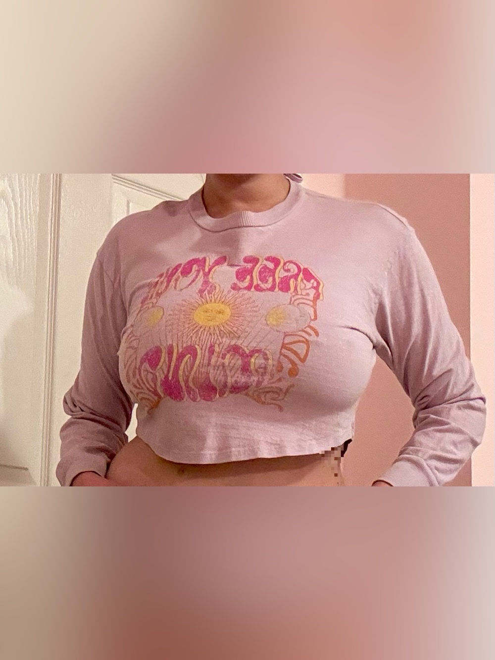 Forever 21 Backless Cropped Long-Sleeve Graphic Tee
